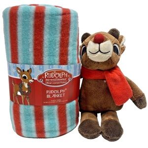 BRAND NEW - w/ tags Rudolph Red-Nosed Reindeer Blanket and Plush Set